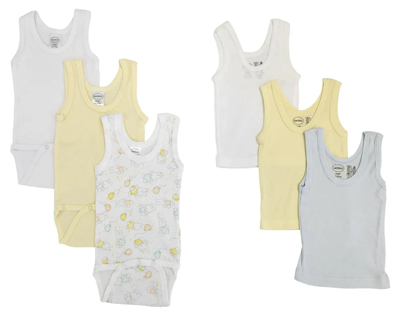 An image displaying Unisex Baby 6 Piece Onezies And Tank Tops by Bambini
