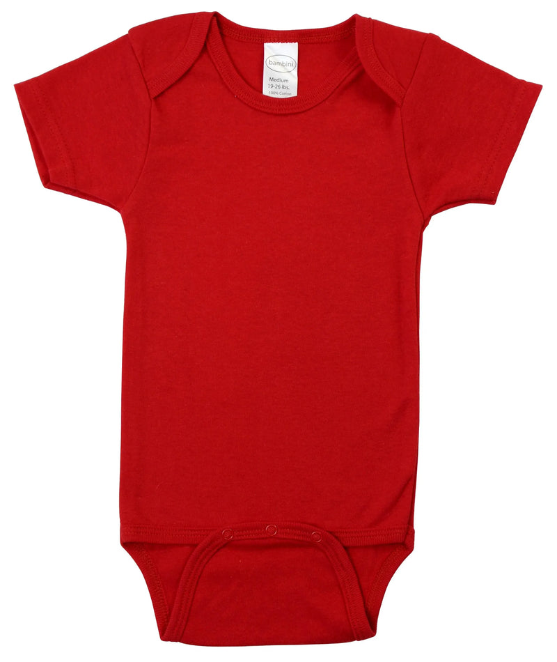 An image displaying Red Interlock Short Sleeve Bodysuit Onezies by Bambini