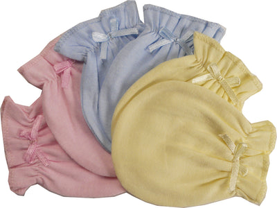 An image displaying White Infant Mittens by Bambini