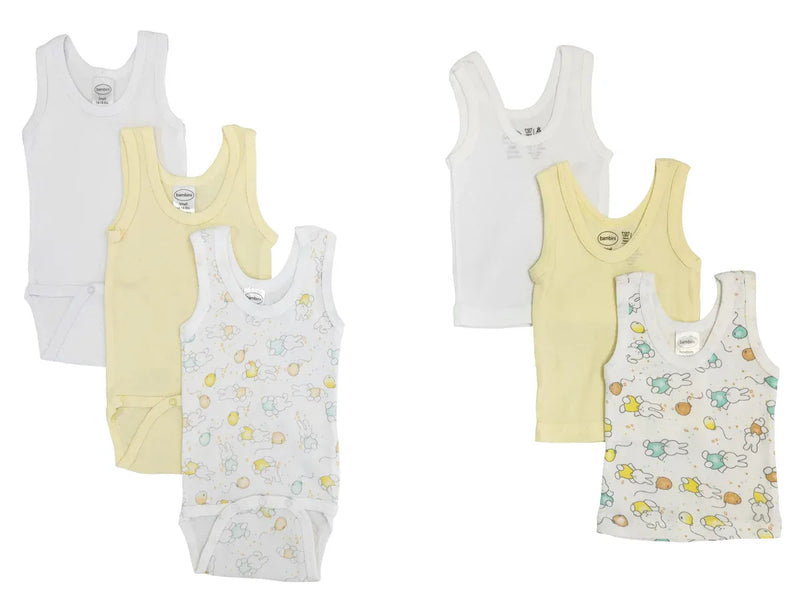 An image displaying Unisex Baby 6 Piece Onezies And Tank Tops by Bambini
