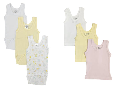 An image displaying Unisex Baby 6 Piece Onezies And Tank Tops by Bambini