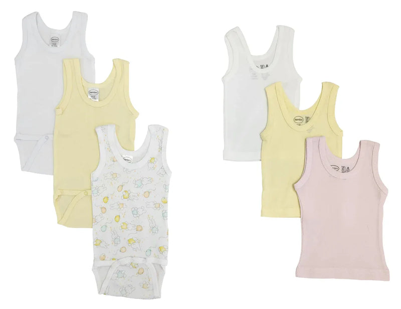 An image displaying Unisex Baby 6 Piece Onezies And Tank Tops by Bambini