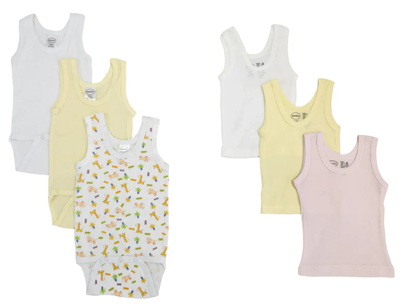 An image displaying Unisex Baby 6 Piece Onezies And Tank Tops by Bambini