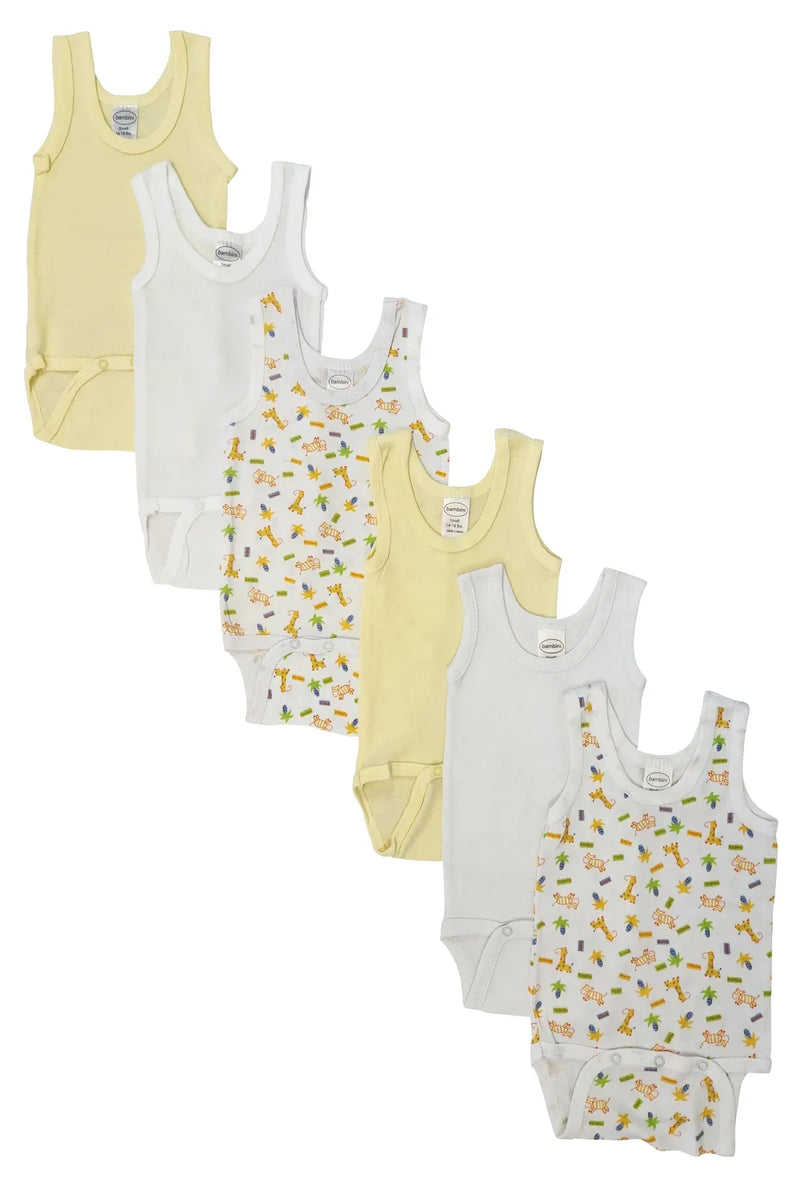 An image displaying Unisex Baby 6 Piece Onezies And Tank Tops by Bambini