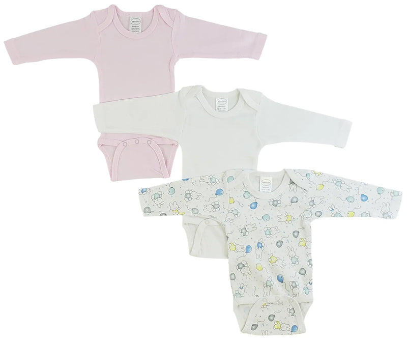 An image displaying Girls Long Sleeve Printed Onezie Variety Pack by Bambini