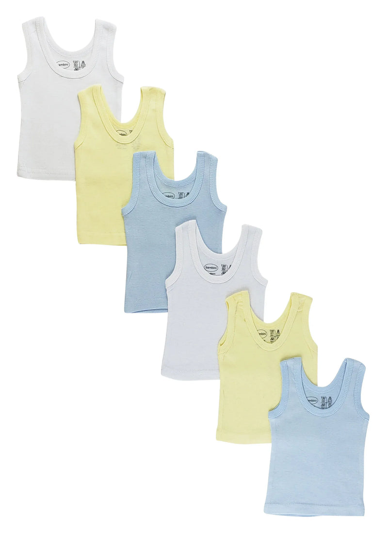 An image displaying Boys Six Pack Pastel Tank Top by Bambini