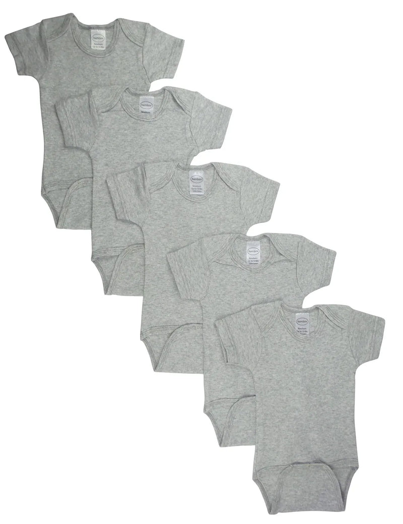 An image displaying Grey Bodysuit Onezies (pack Of 5) by Bambini
