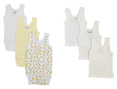 An image displaying Unisex Baby 6 Piece Onezies And Tank Tops by Bambini