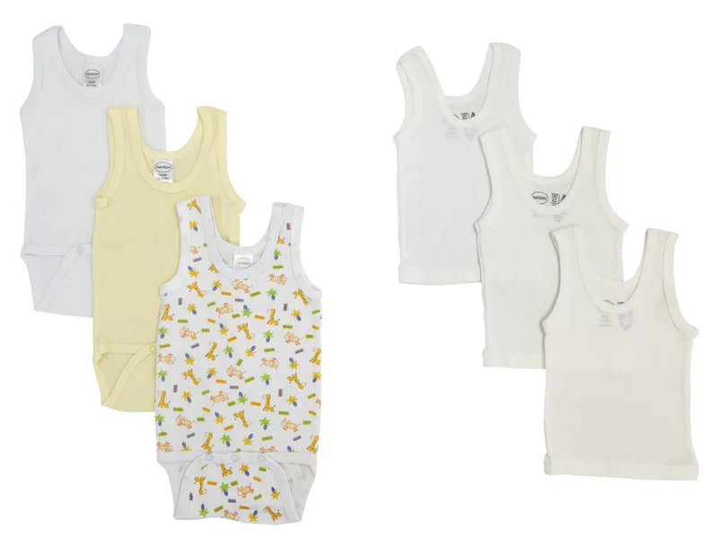 An image displaying Unisex Baby 6 Piece Onezies And Tank Tops by Bambini