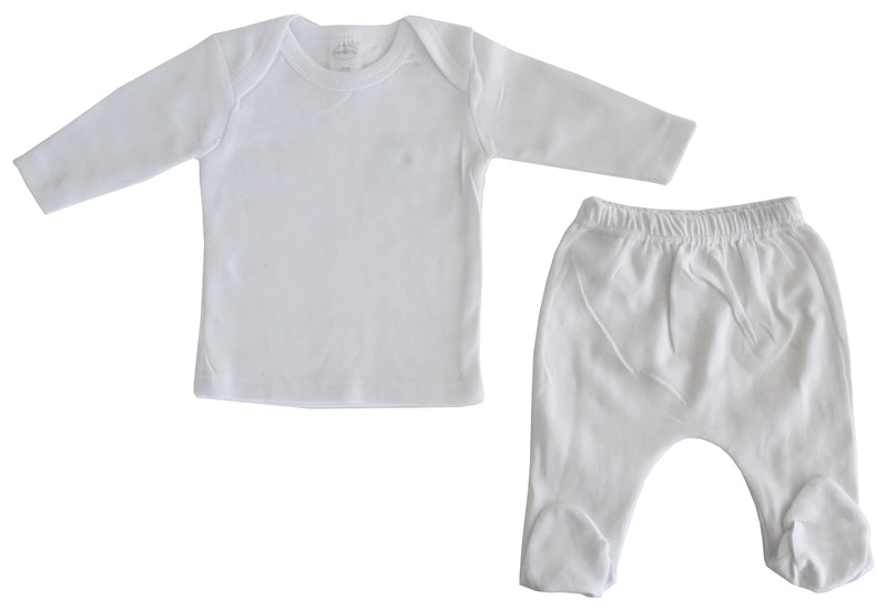 An image displaying White Interlock Long Two Piece Set by Bambini