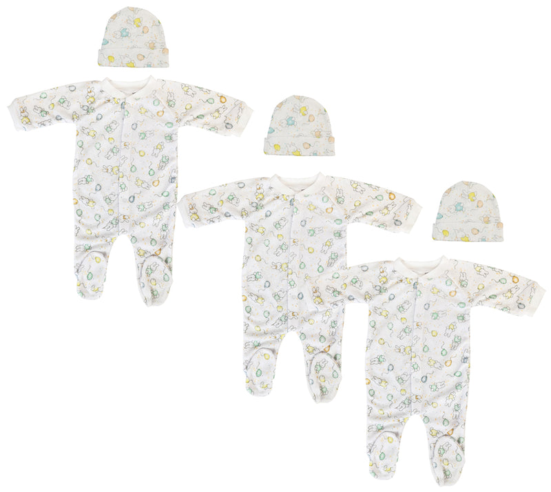 An image displaying Unisex Closed-toe Sleep & Play With Caps (pack Of 6 ) by Bambini