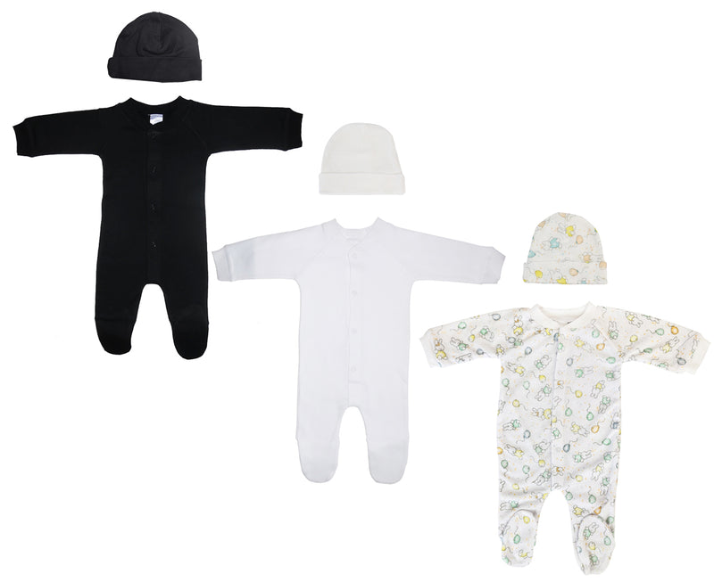 An image displaying Unisex Closed-toe Sleep & Play With Caps (pack Of 6 ) by Bambini