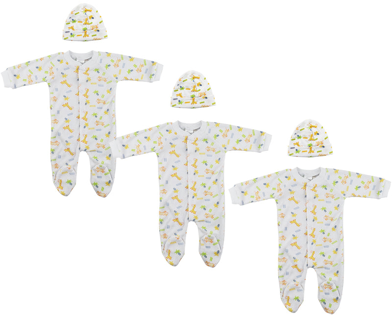 An image displaying Unisex Closed-toe Sleep & Play With Caps (pack Of 6 ) by Bambini