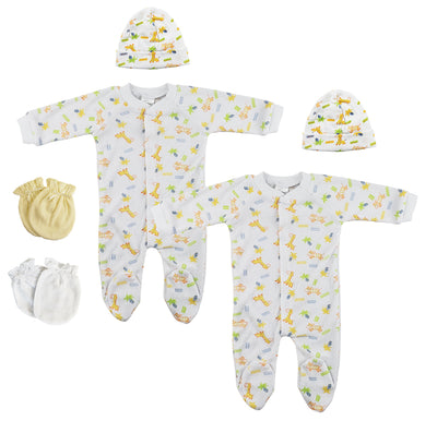 An image displaying Unisex Closed-toe Sleep & Play With Caps (pack Of 6 ) by Bambini