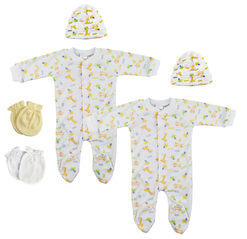 An image displaying Unisex Closed-toe Sleep & Play With Caps (pack Of 6 ) by Bambini