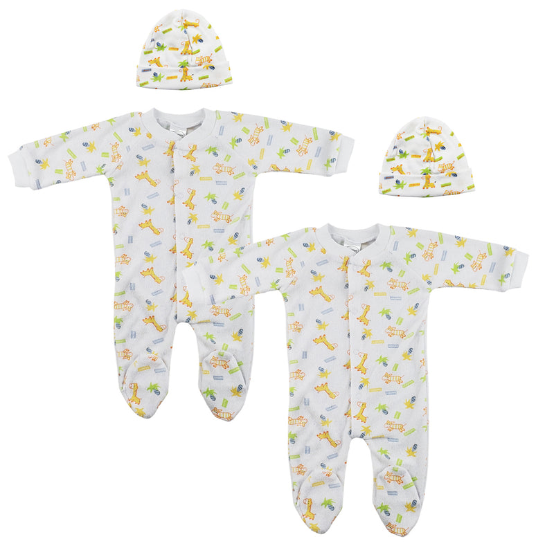 An image displaying Unisex Closed-toe Sleep & Play With Caps (pack Of 4 ) by Bambini