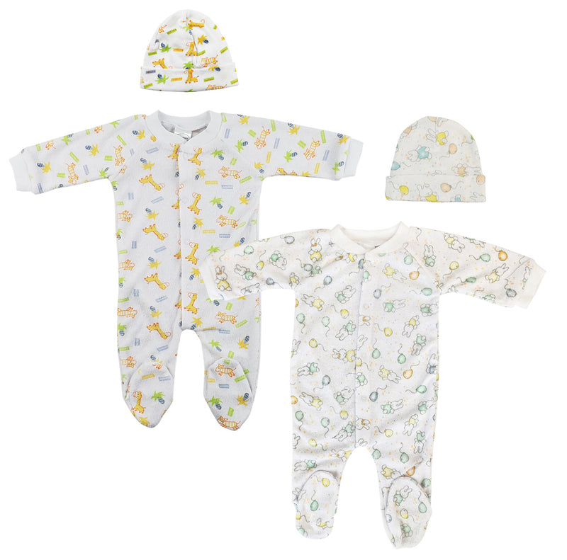 An image displaying Unisex Closed-toe Sleep & Play With Caps (pack Of 4 ) by Bambini