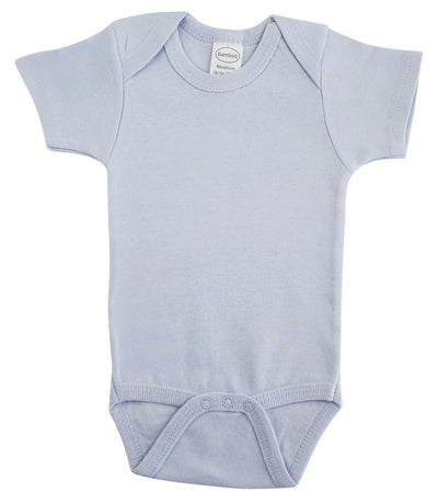 An image displaying Interlock Blue Short Sleeve Onezie by Bambini