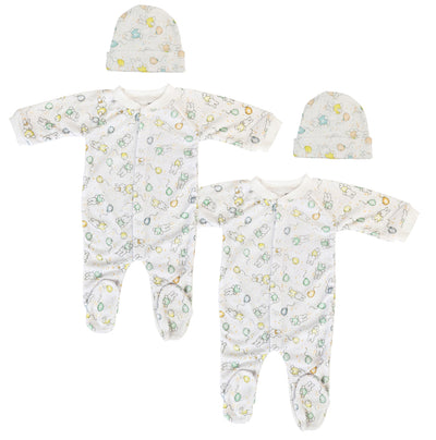 An image displaying Unisex Closed-toe Sleep & Play With Caps (pack Of 4 ) by Bambini