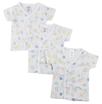 An image displaying Infant Side Snap Short Sleeve Shirt - 3 Pack by Bambini
