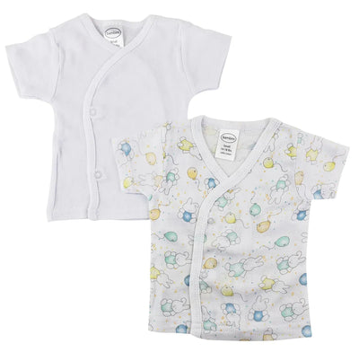An image displaying Infant Side Snap Short Sleeve Shirt - 2 Pack by Bambini