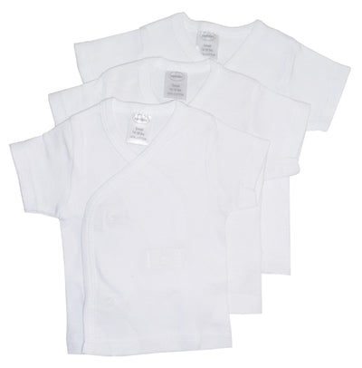 An image displaying White Side Snap Short Sleeve Shirt - 3 Pack by Bambini