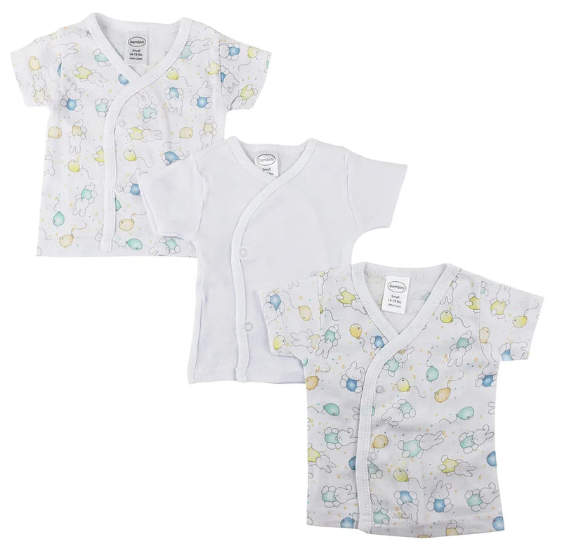 An image displaying Infant Side Snap Short Sleeve Shirt - 3 Pack by Bambini