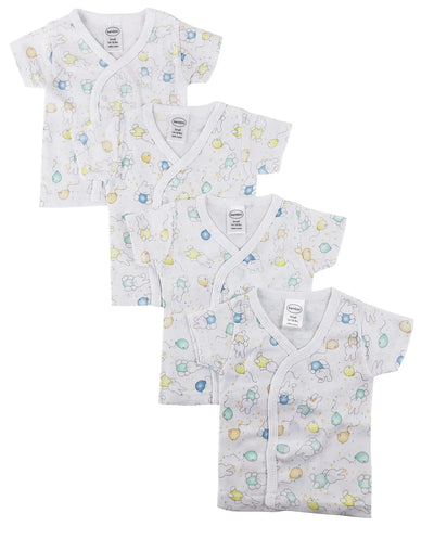 An image displaying Infant Side Snap Short Sleeve Shirt - 4 Pack by Bambini