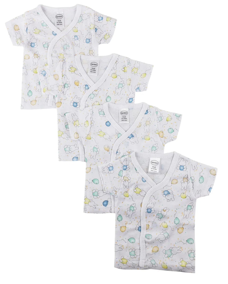 An image displaying Infant Side Snap Short Sleeve Shirt - 4 Pack by Bambini