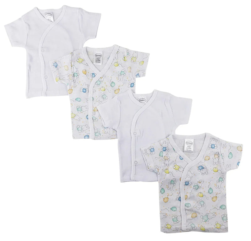 An image displaying Infant Side Snap Short Sleeve Shirt - 4 Pack by Bambini