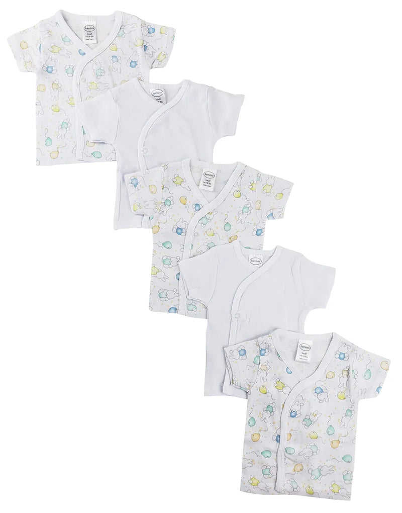 An image displaying Infant Side Snap Short Sleeve Shirt - 5 Pack by Bambini