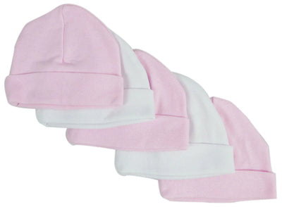 An image displaying Pink & White Baby Caps (pack Of 5) by Bambini