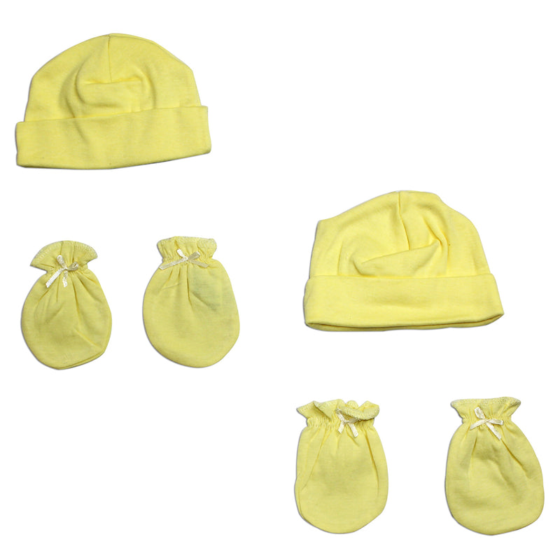 An image displaying Unisex Baby Cap And Mittens 4 Piece Set by Bambini