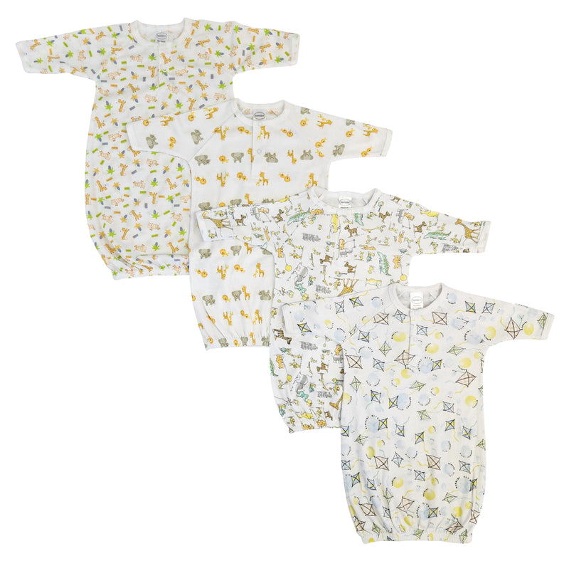 An image displaying Unisex Newborn Baby 4 Piece Gown Set by Bambini