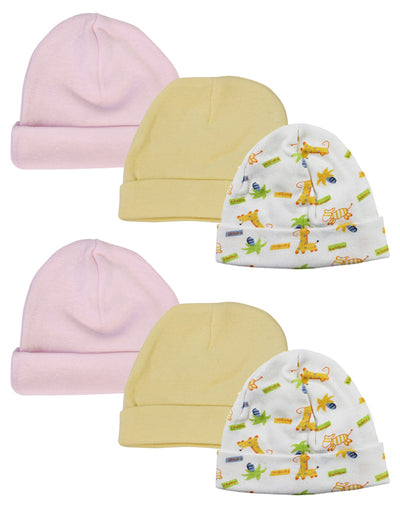 An image displaying Baby Girl Infant Caps (pack Of 6) by Bambini