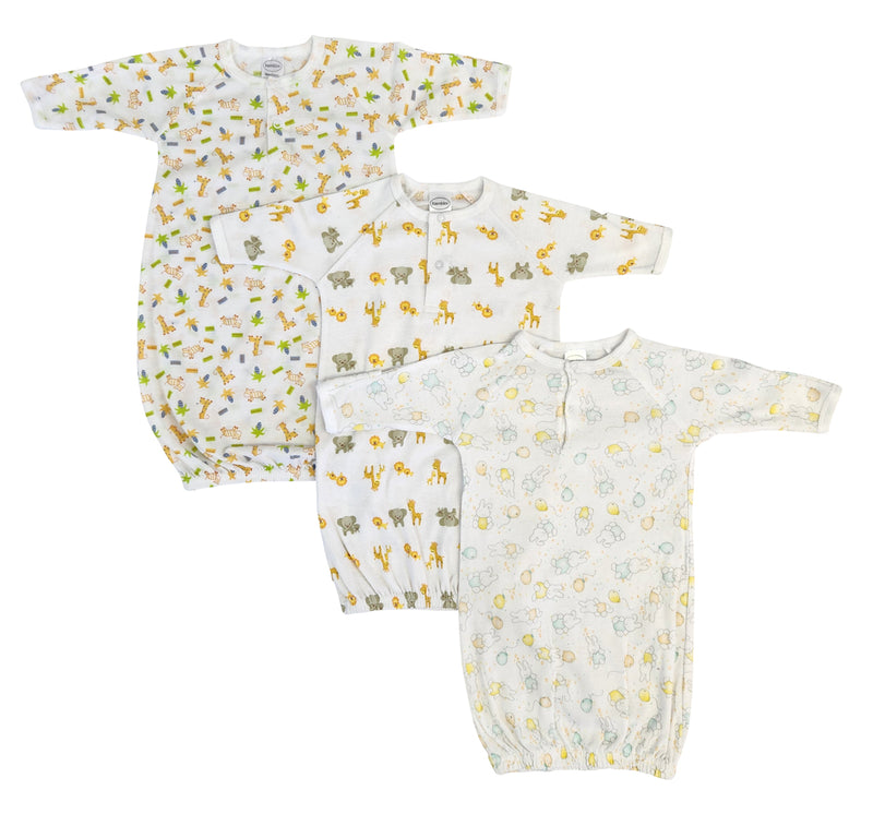 An image displaying Unisex Newborn Baby 3 Piece Gown Set by Bambini