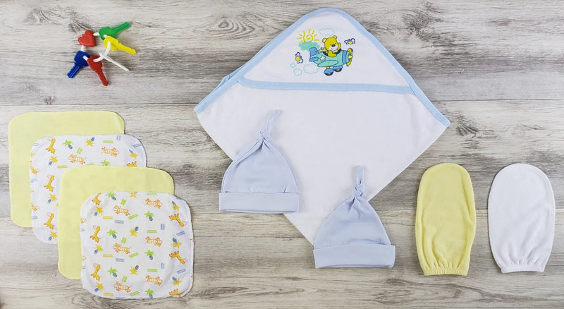 An image displaying Hooded Towel, Hats And Wash Cloths by Bambini