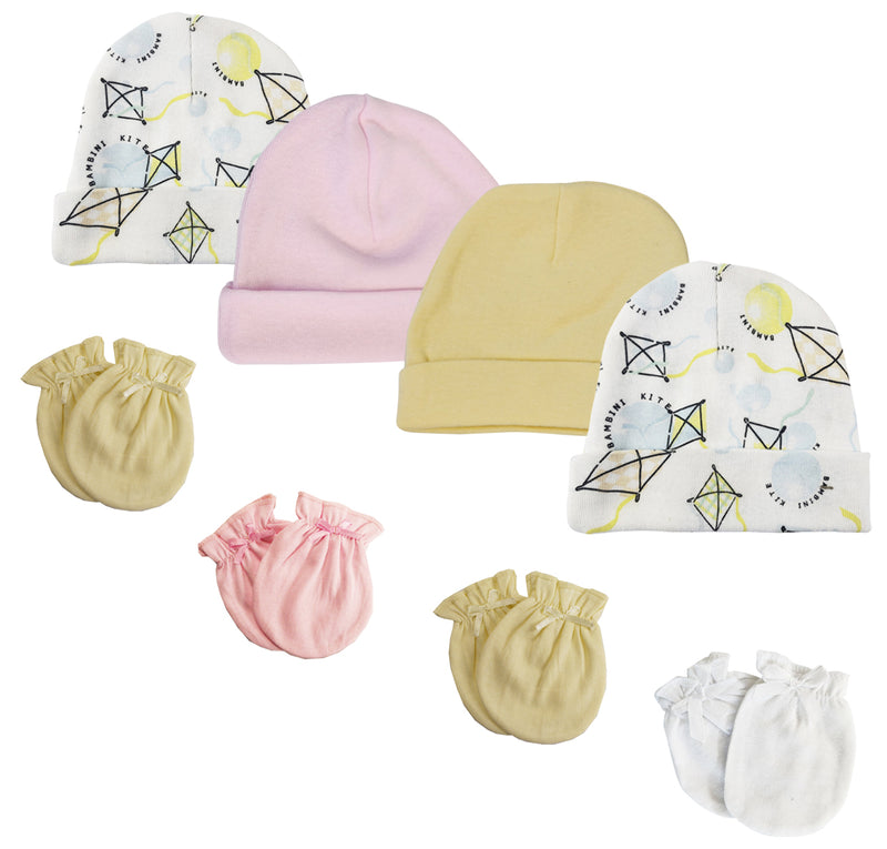 An image displaying Baby Girls Caps And Mittens (pack Of 8) by Bambini
