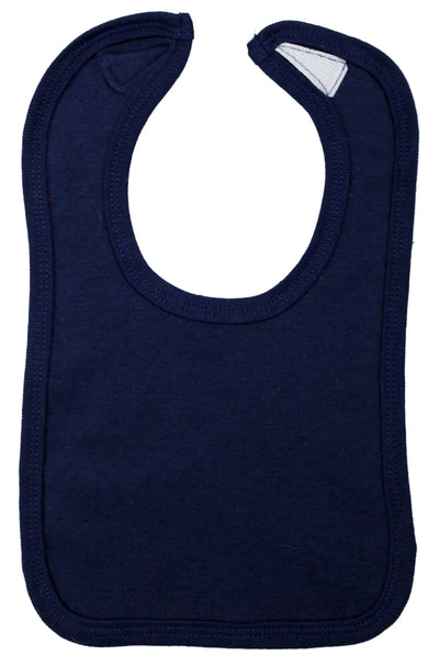 An image displaying Navy Blue Interlock Bib by Bambini