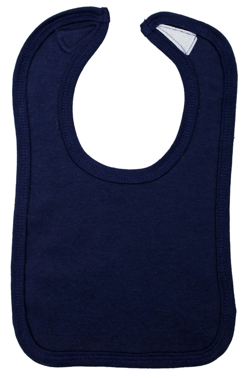 An image displaying Navy Blue Interlock Bib by Bambini