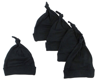 An image displaying Black Knotted Baby Cap (pack Of 5) by Bambini