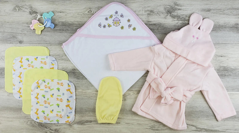 An image displaying Hooded Towel, Wash Coths, Bath Mittens And Robe by Bambini