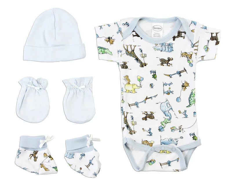 An image displaying Newborn Baby Boys 4 Piece Baby Shower Gift Set by Bambini
