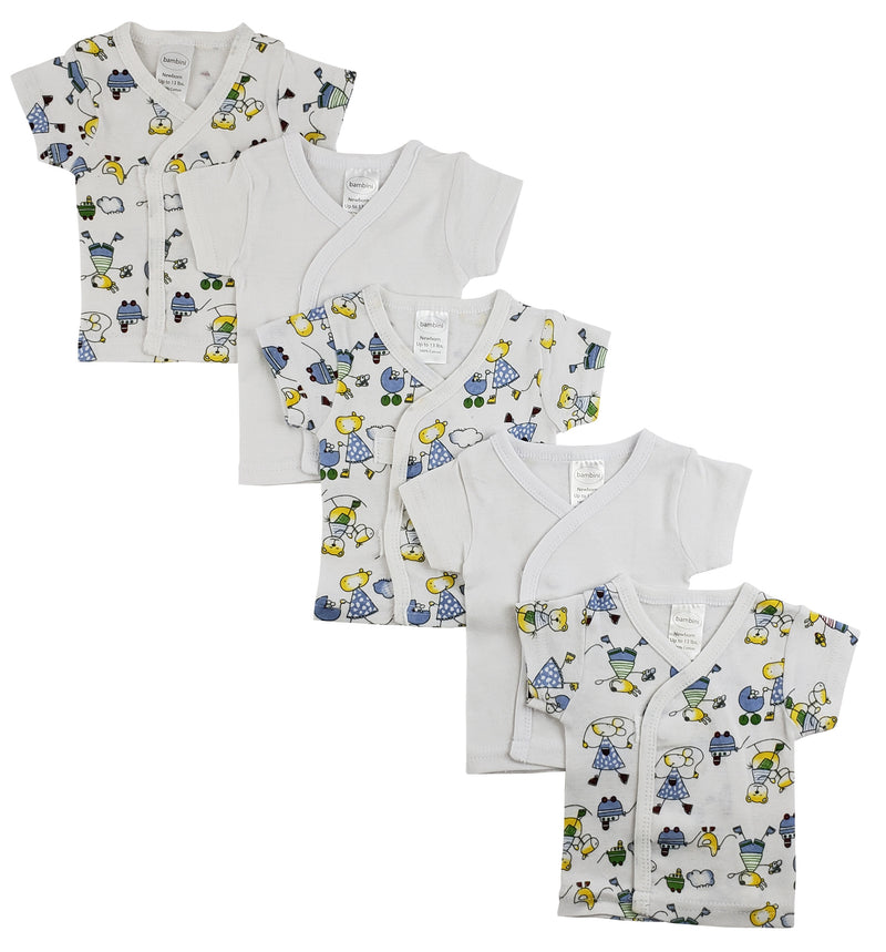 An image displaying White Side Snap Short Sleeve Shirt - 5 Pack by Bambini
