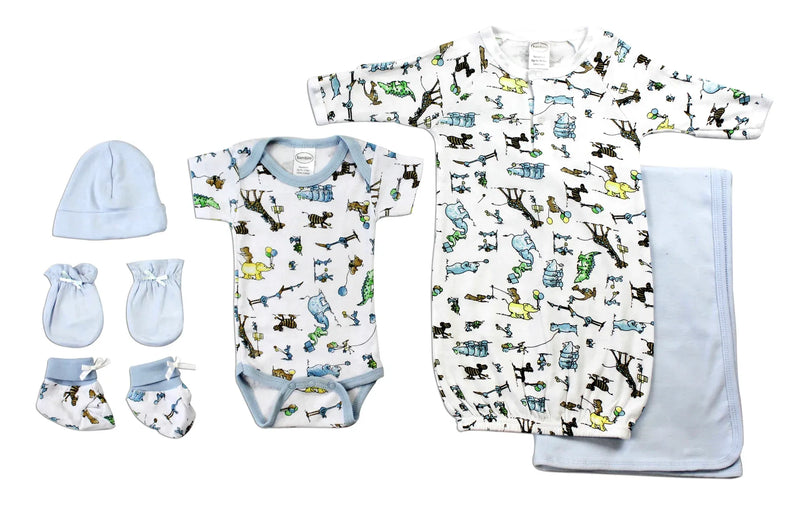 An image displaying Newborn Baby Boys 6 Piece Baby Shower Gift Set by Bambini