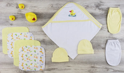 An image displaying Hooded Towel, Bath Mittens And Caps by Bambini