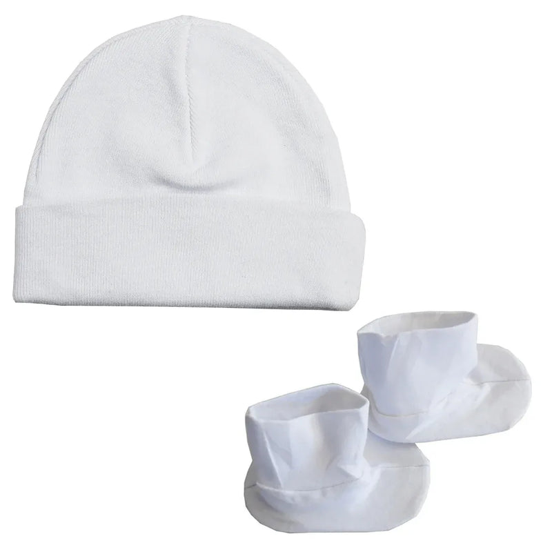 An image displaying Cap & Bootie Set - White by Bambini