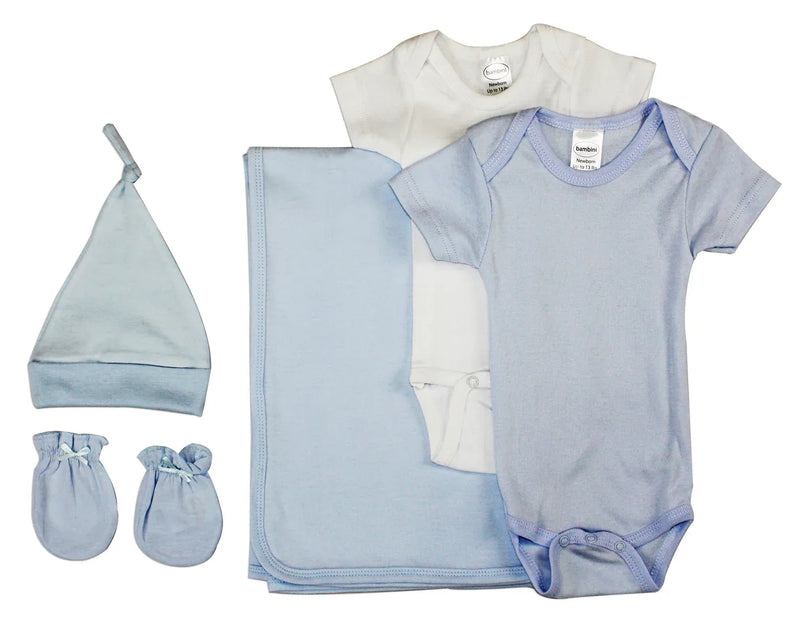 An image displaying Newborn Baby Boy 5 Piece Baby Shower Gift Set by Bambini