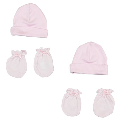 An image displaying Girls Cap And Mittens 4 Piece Set by Bambini