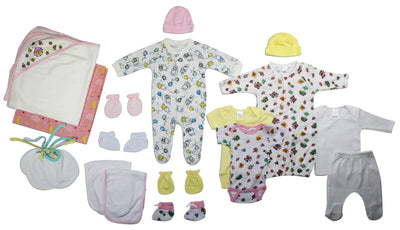 An image displaying Newborn Baby Girl 19 Piece Baby Shower Gift Set by Bambini